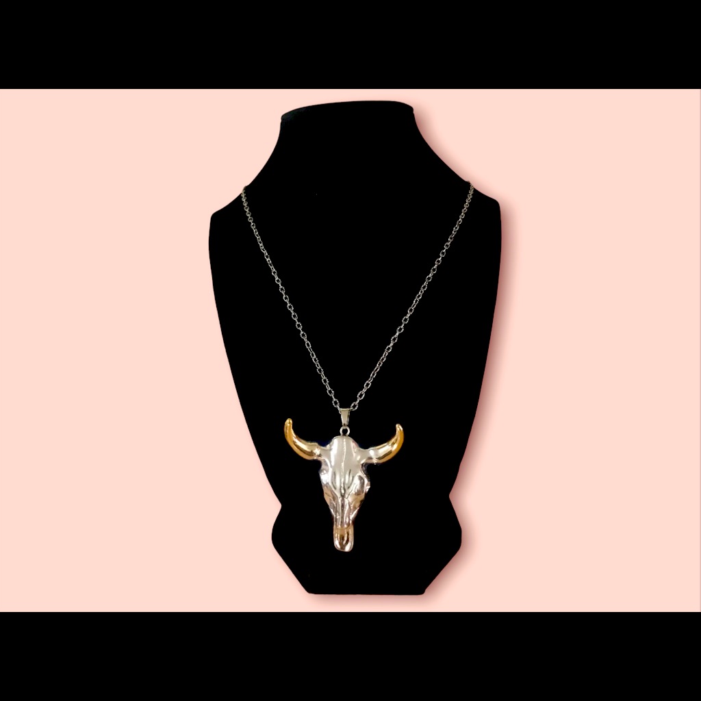 Silver Necklace With Bull Pendant